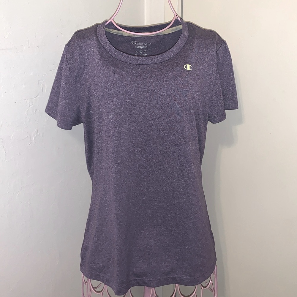 Women's Champion Purple Heathered PowerTrain Vapor Workout shirt S/P AS IS